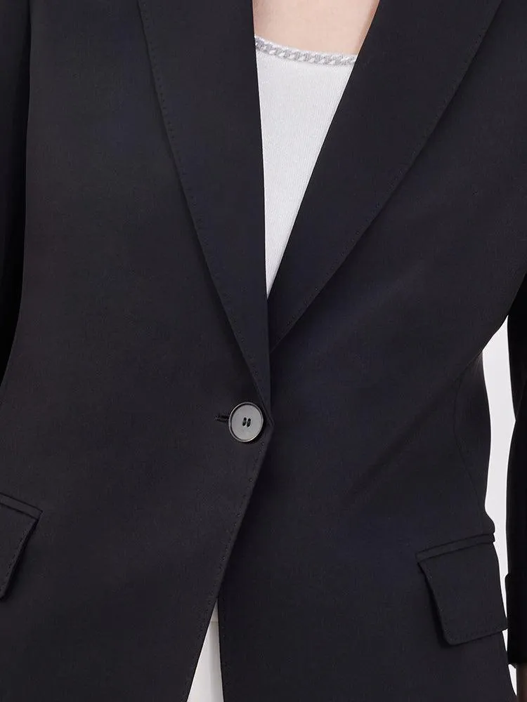 Black 32 Momme Mulberry Silk Slim Blazer