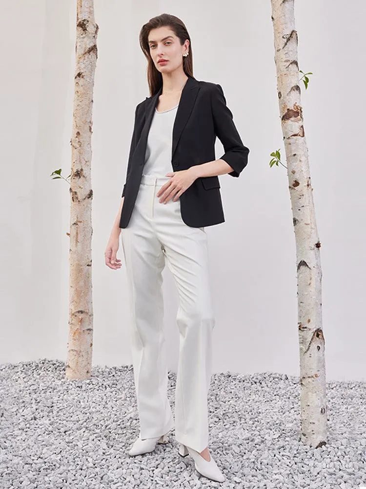 Black 32 Momme Mulberry Silk Slim Blazer