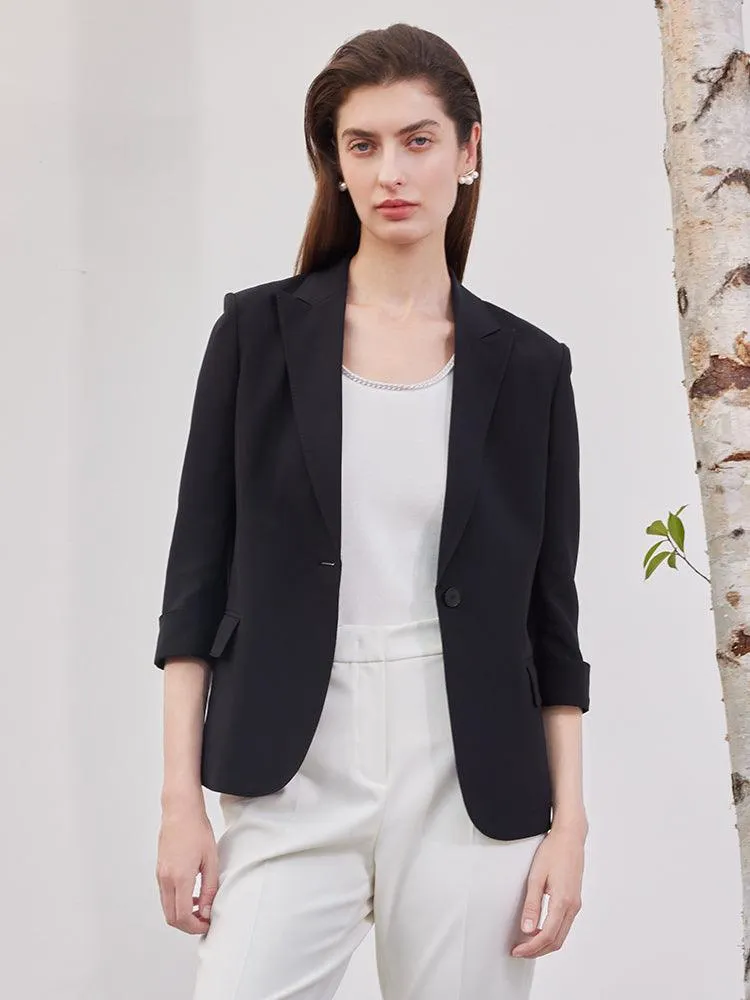 Black 32MM Mulberry Silk Slim Blazer