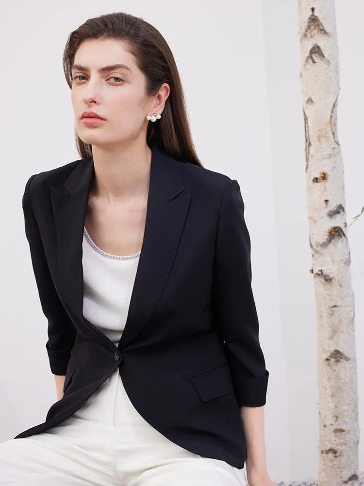 Black 32MM Mulberry Silk Slim Blazer