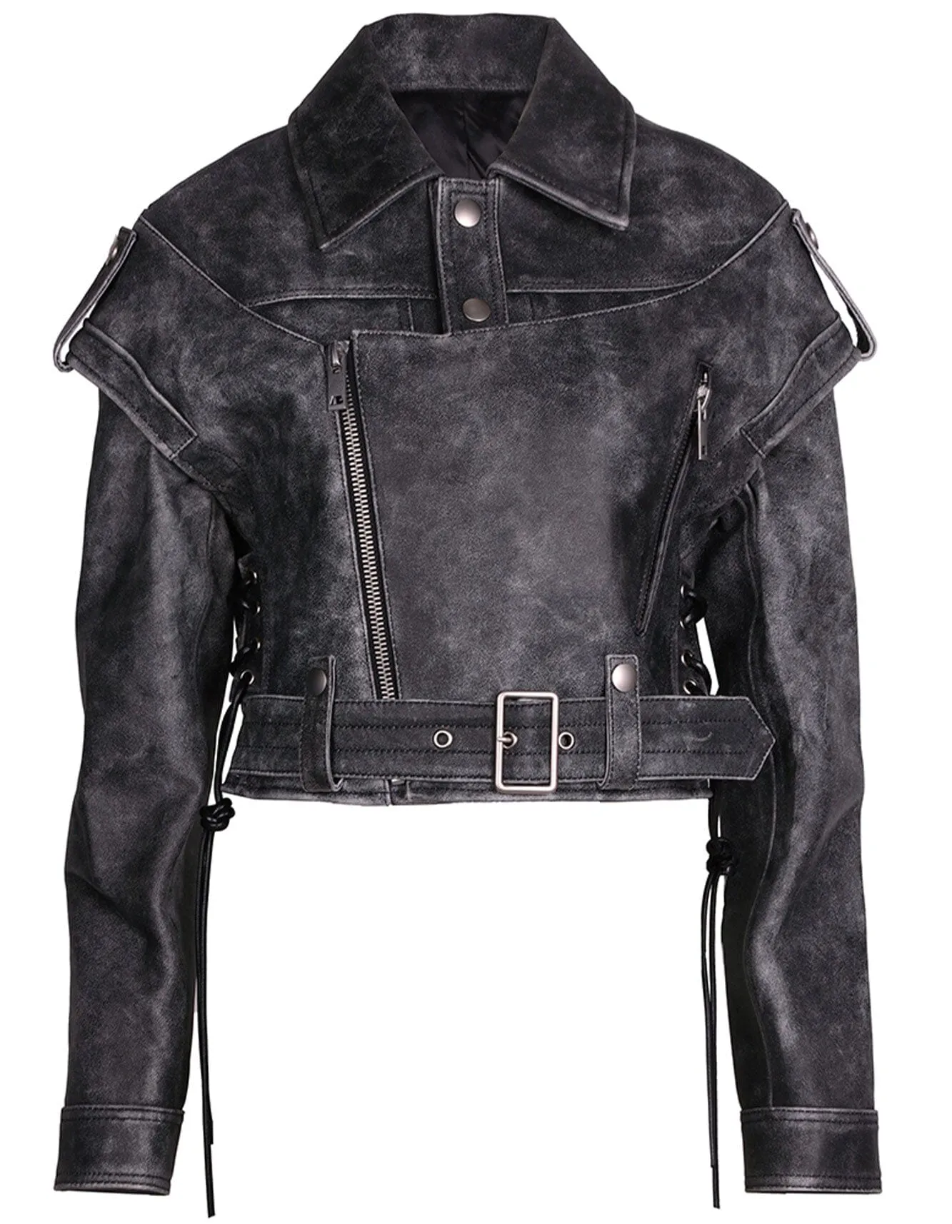 Black Distressed Biker Jacket