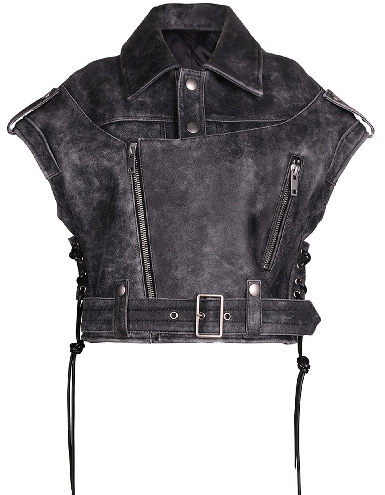 Black Distressed Biker Jacket