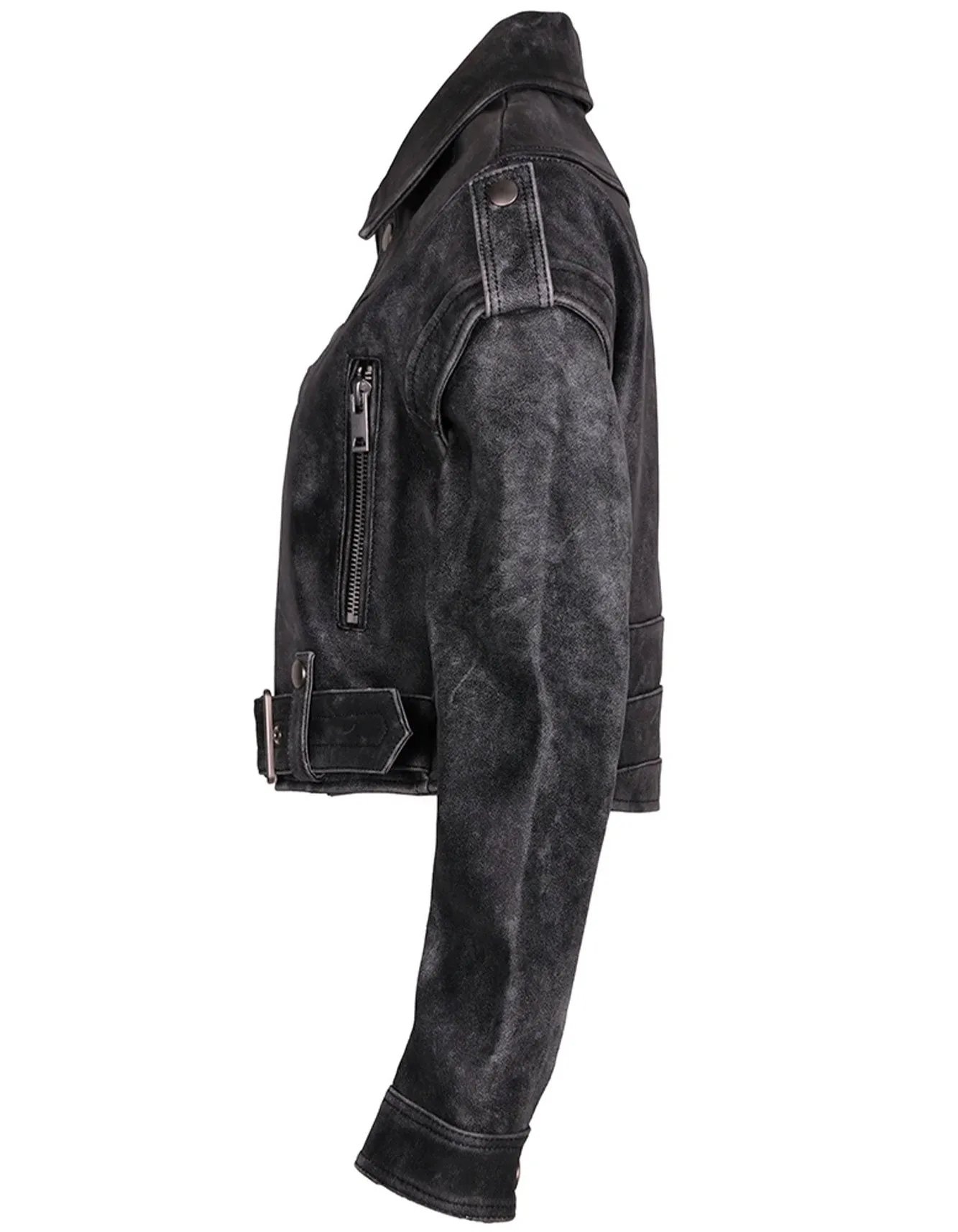 Black Distressed Biker Jacket