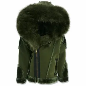 Boys Jordan Craig El Jefe Shearling Moto Jacket (Military Green) 91625B