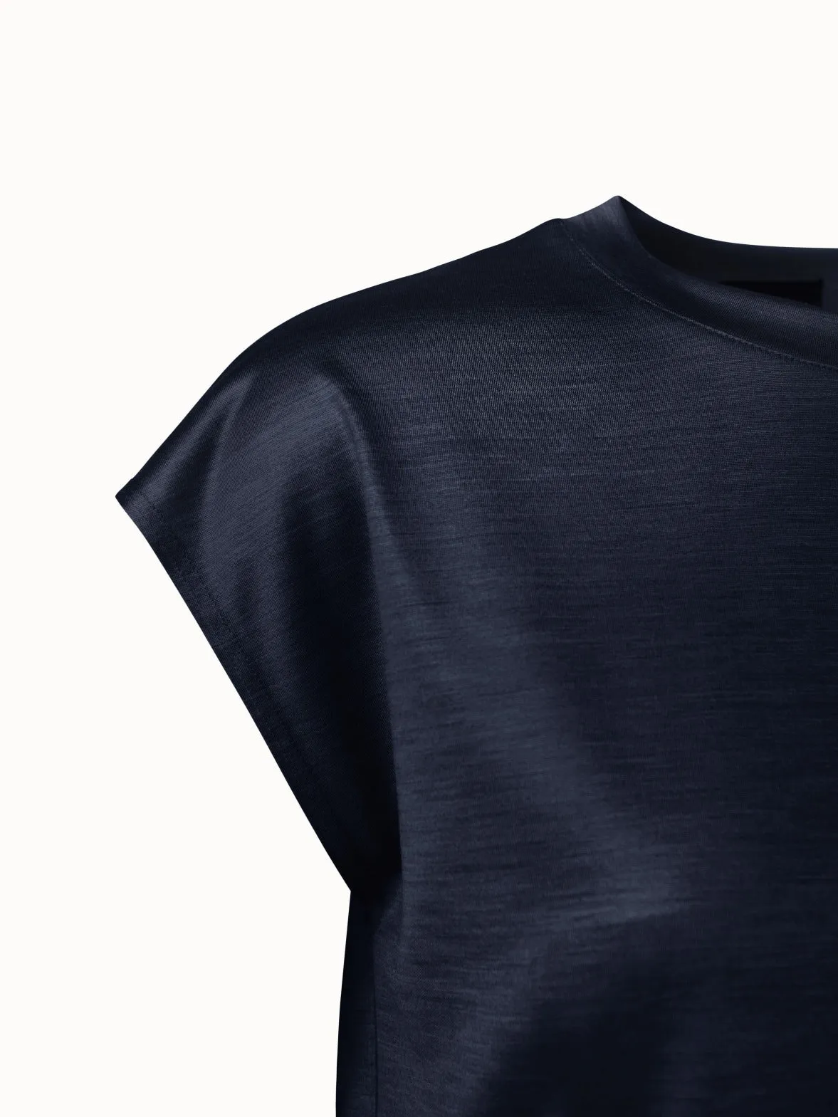 Cap Sleeve Silk Jersey T-Shirt