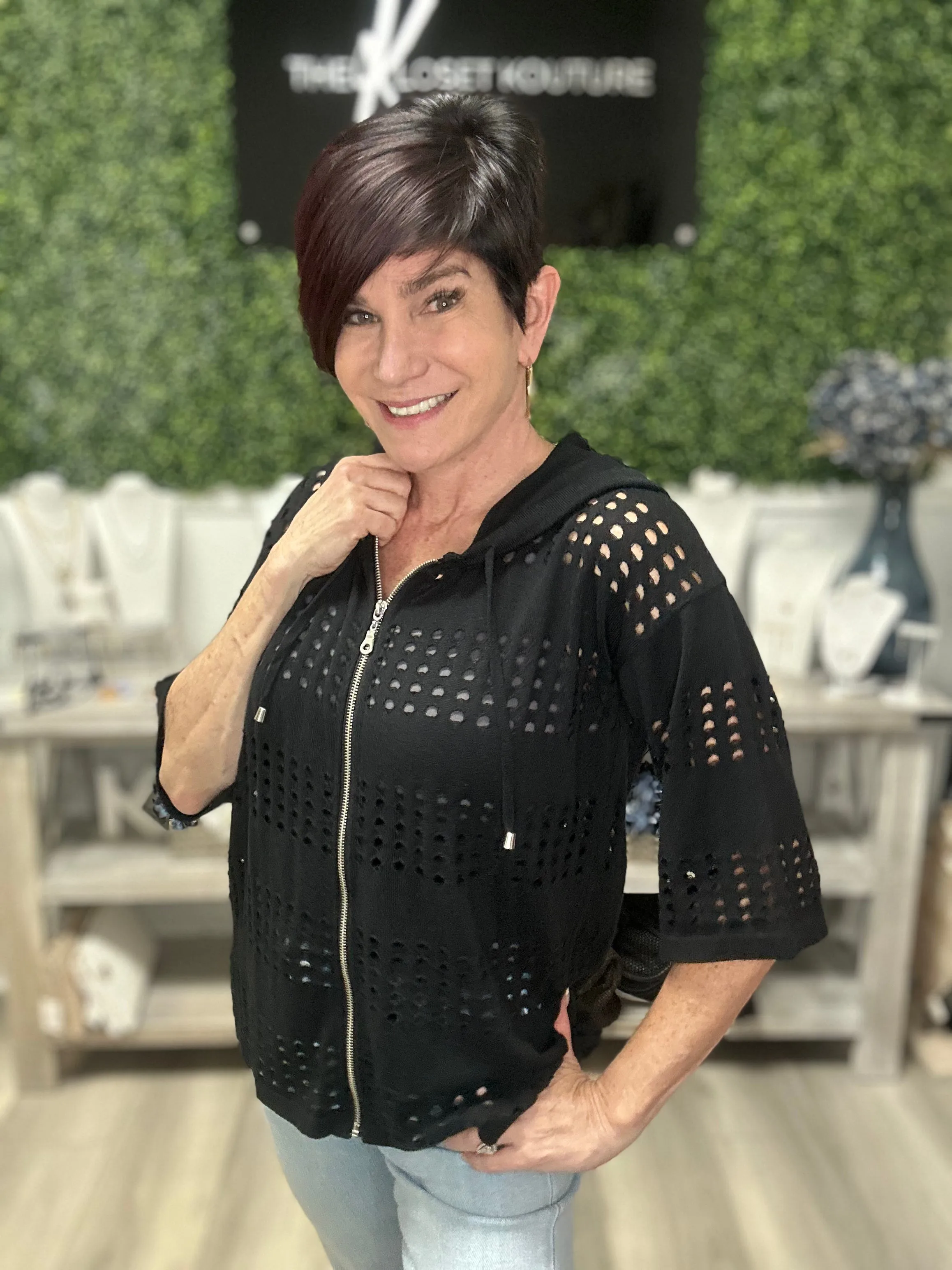 Crochet Zip Bomber Jacket