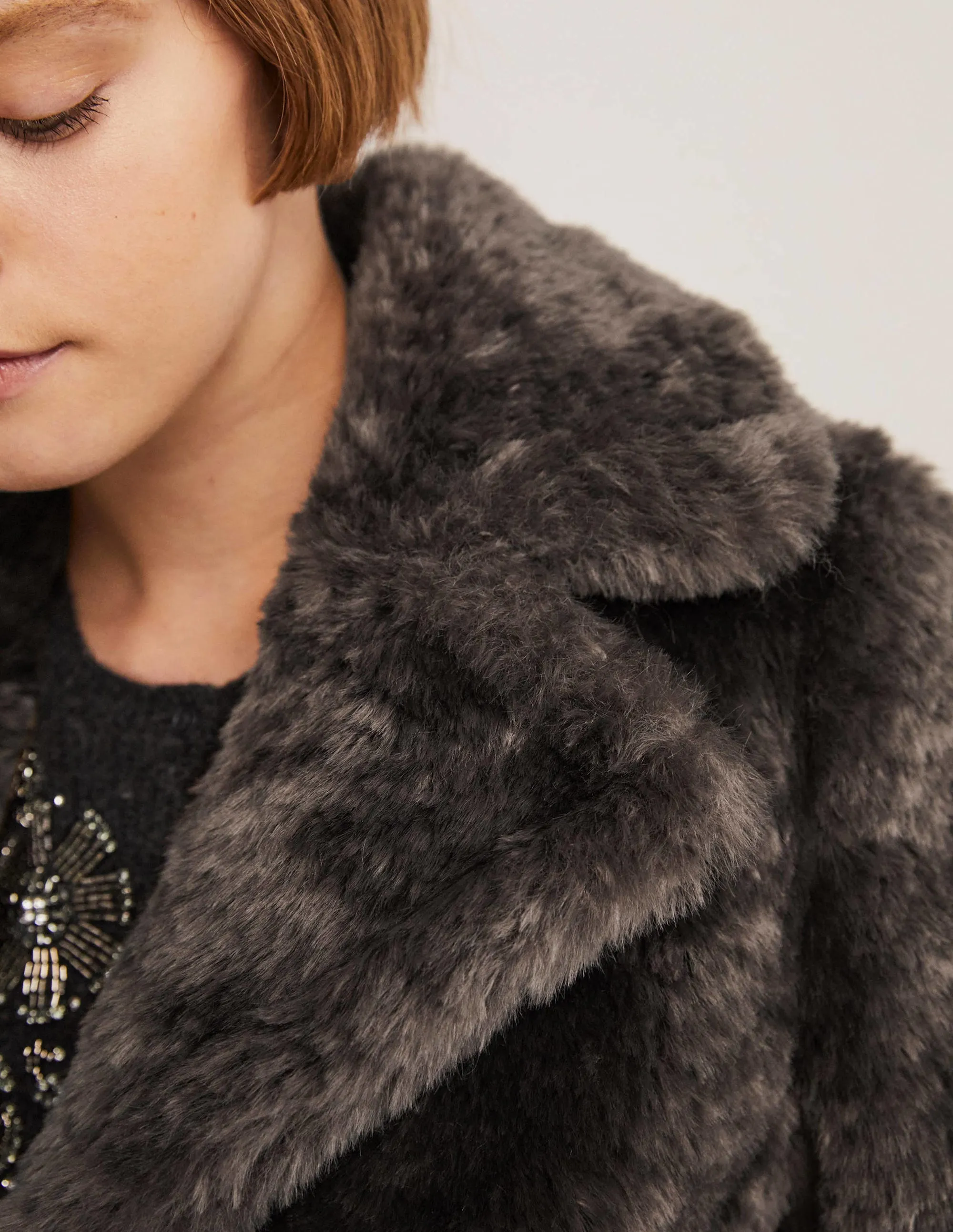 Faux Fur Jacket-Chocolate
