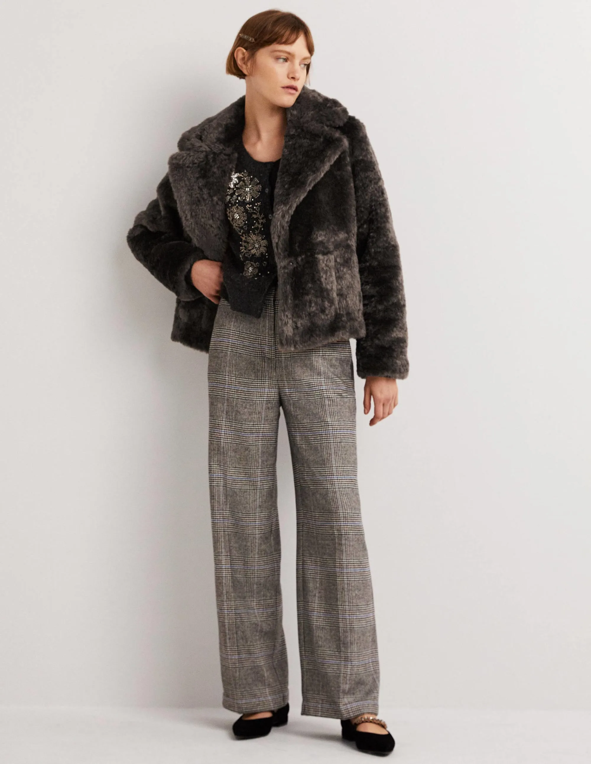 Faux Fur Jacket-Chocolate