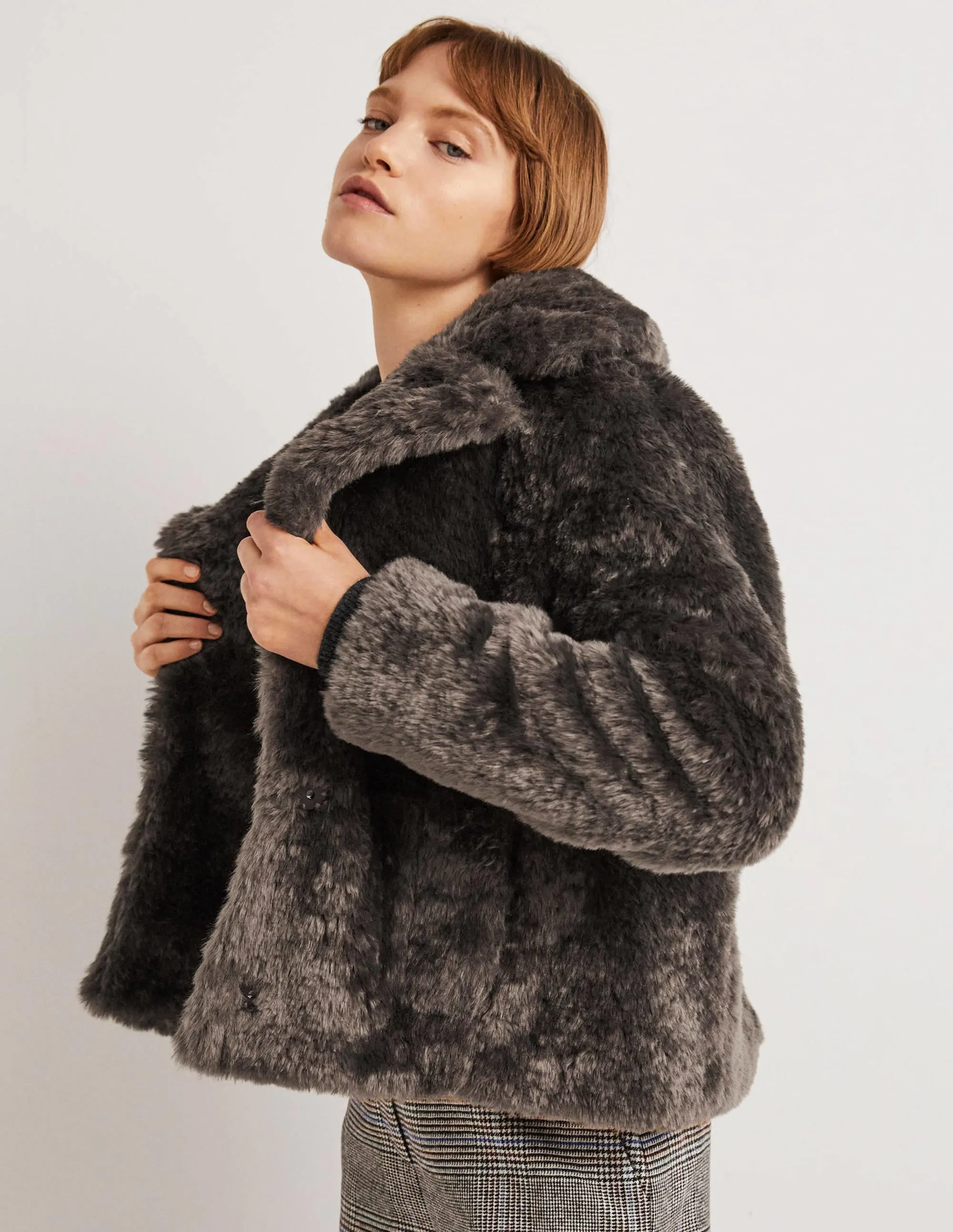 Faux Fur Jacket-Chocolate