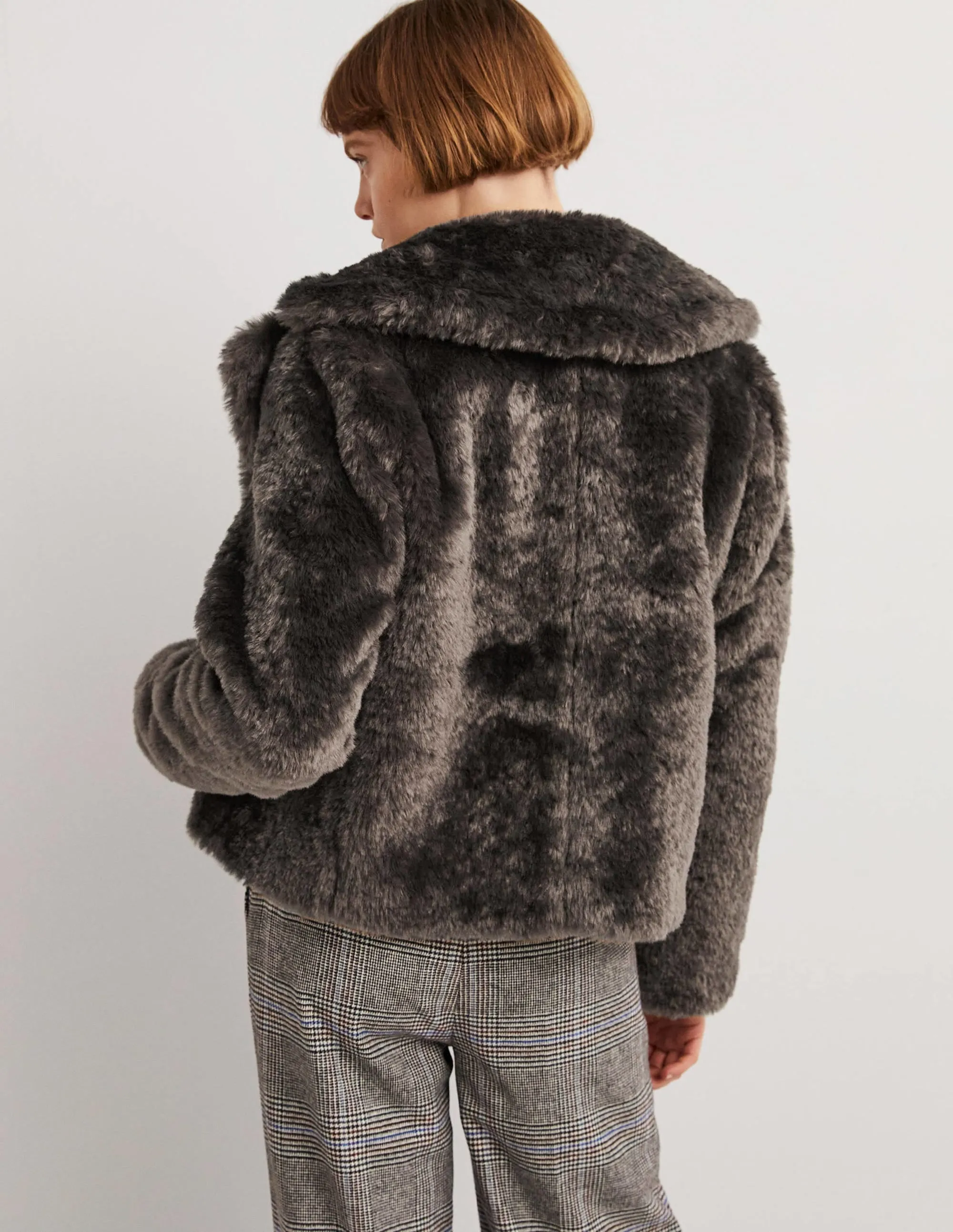 Faux Fur Jacket-Chocolate