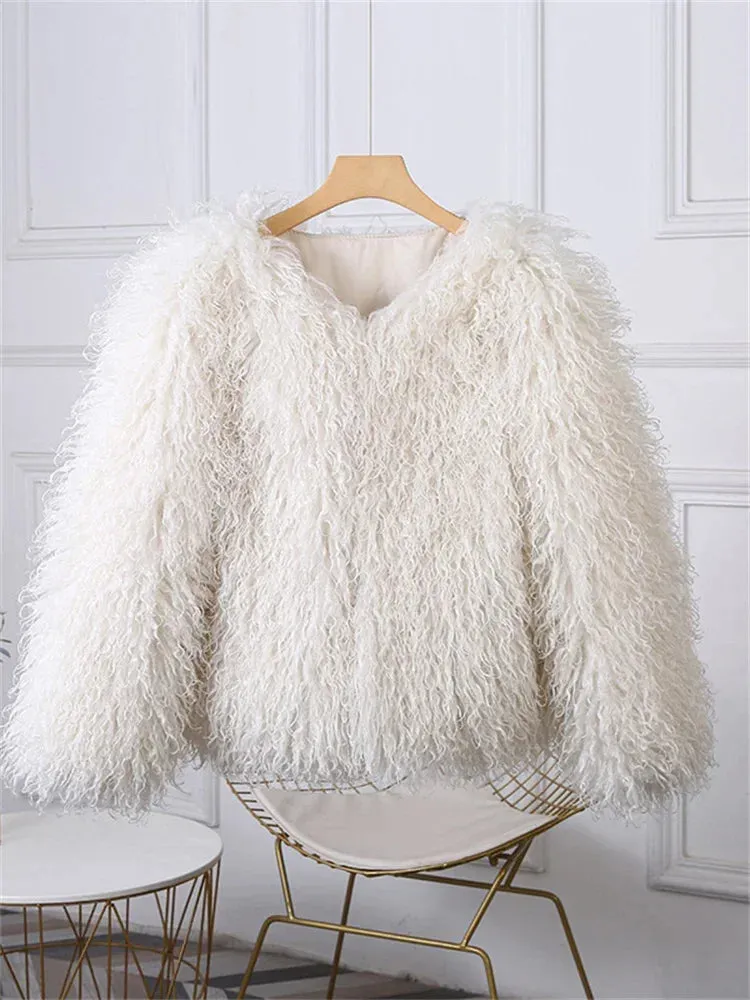 Fringe Fluffy Faux Fur Jacket