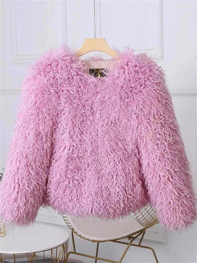 Fringe Fluffy Faux Fur Jacket