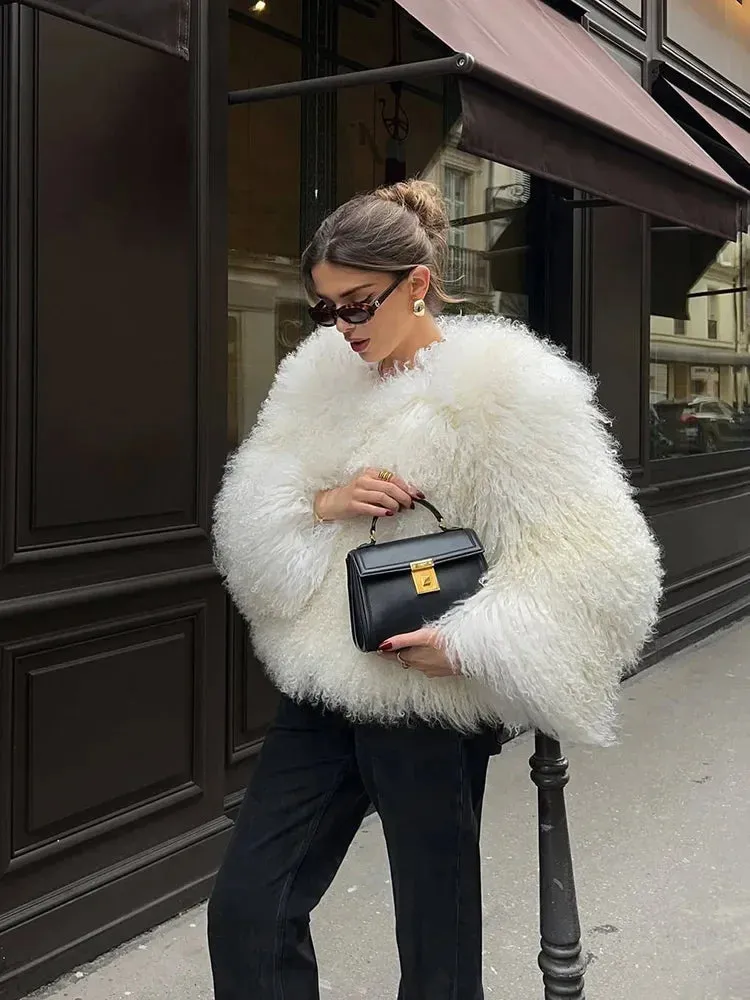 Fringe Fluffy Faux Fur Jacket