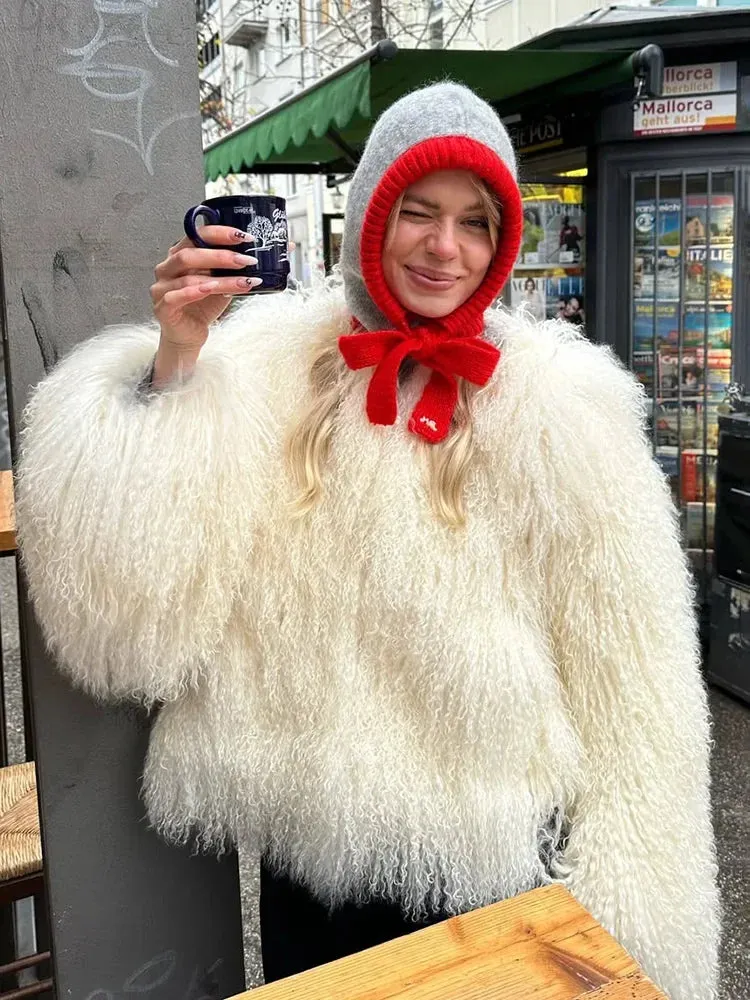 Fringe Fluffy Faux Fur Jacket