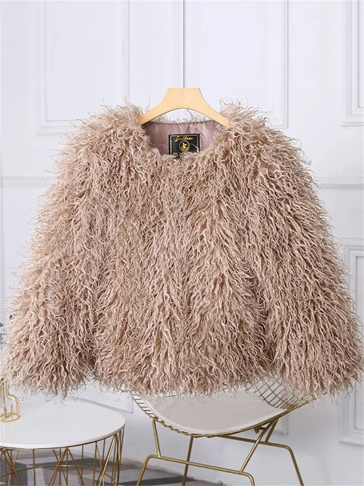 Fringe Fluffy Faux Fur Jacket