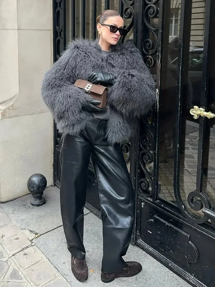 Fringe Fluffy Faux Fur Jacket