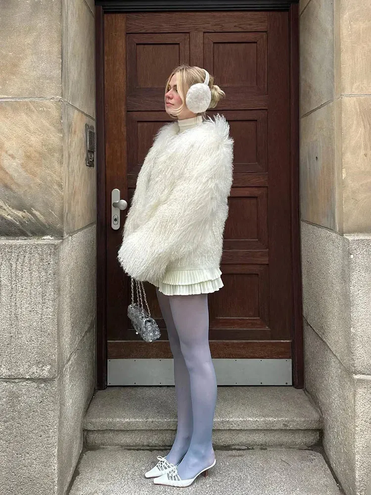 Fringe Fluffy Faux Fur Jacket