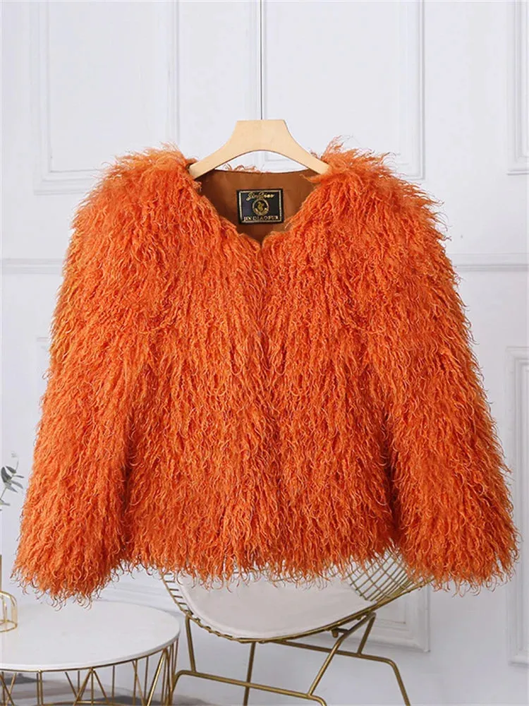 Fringe Fluffy Faux Fur Jacket