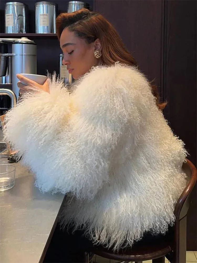 Fringe Fluffy Faux Fur Jacket