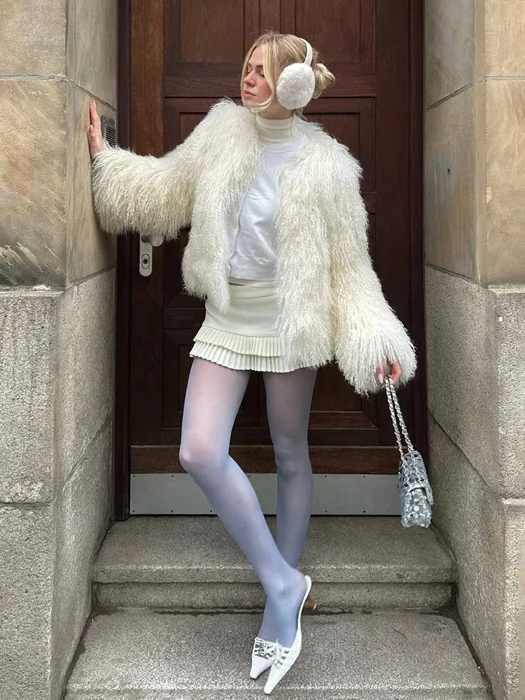 Fringe Fluffy Faux Fur Jacket