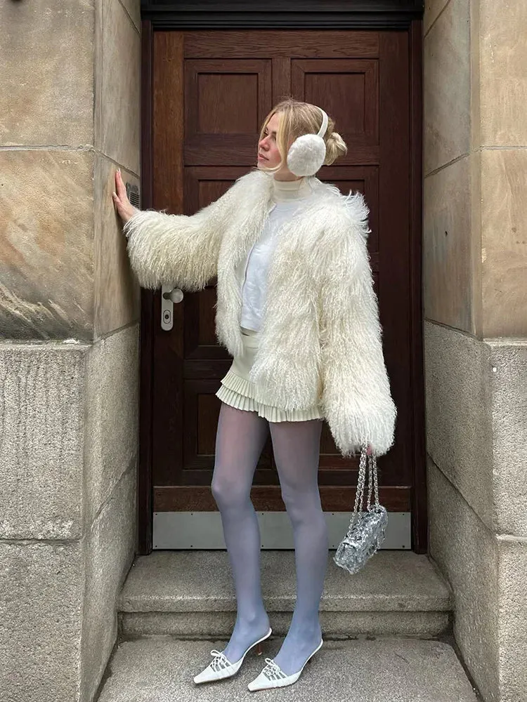 Fringe Fluffy Faux Fur Jacket