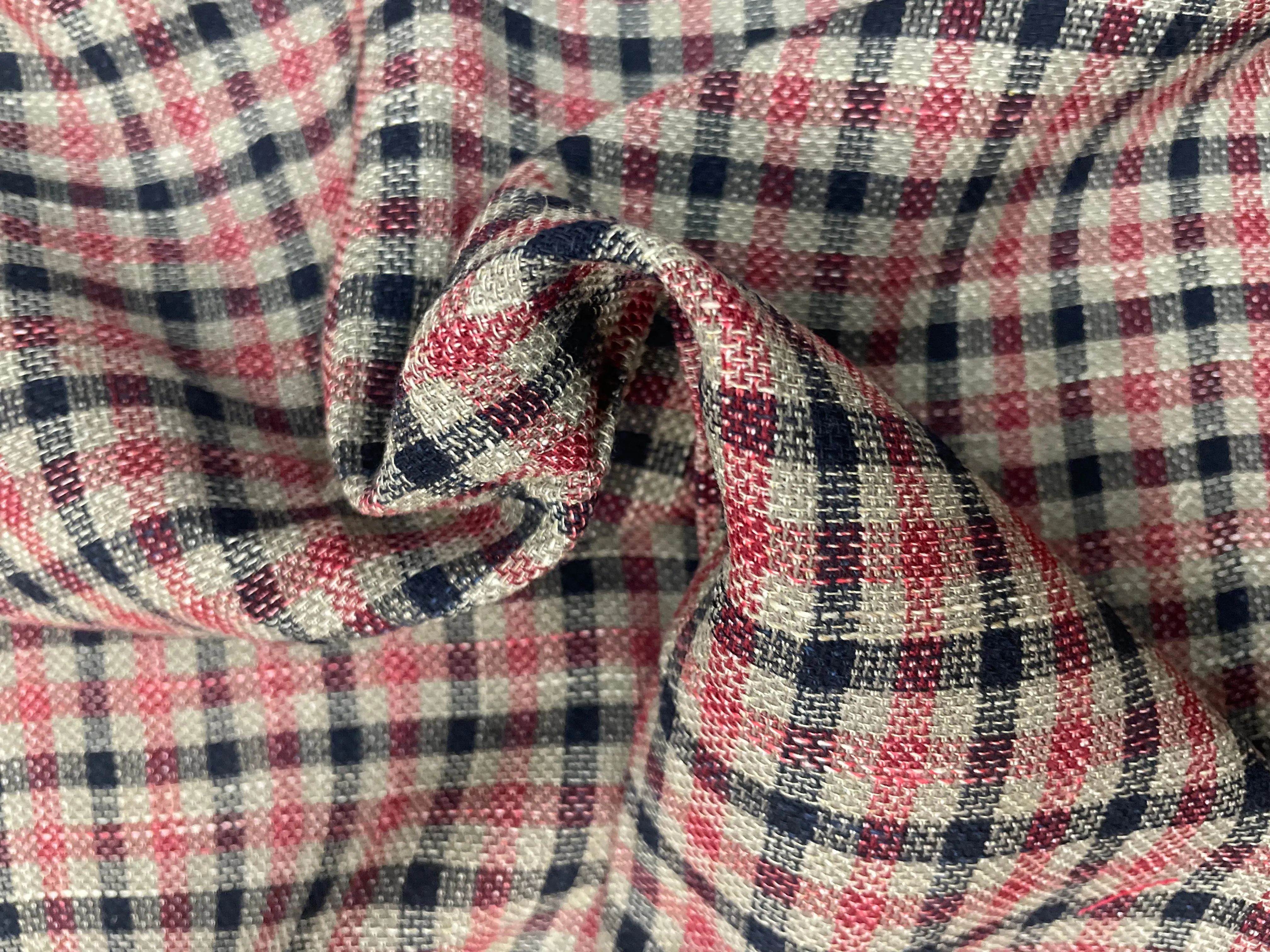 Italian Wool & Silk Blend - Red, Black & Tan