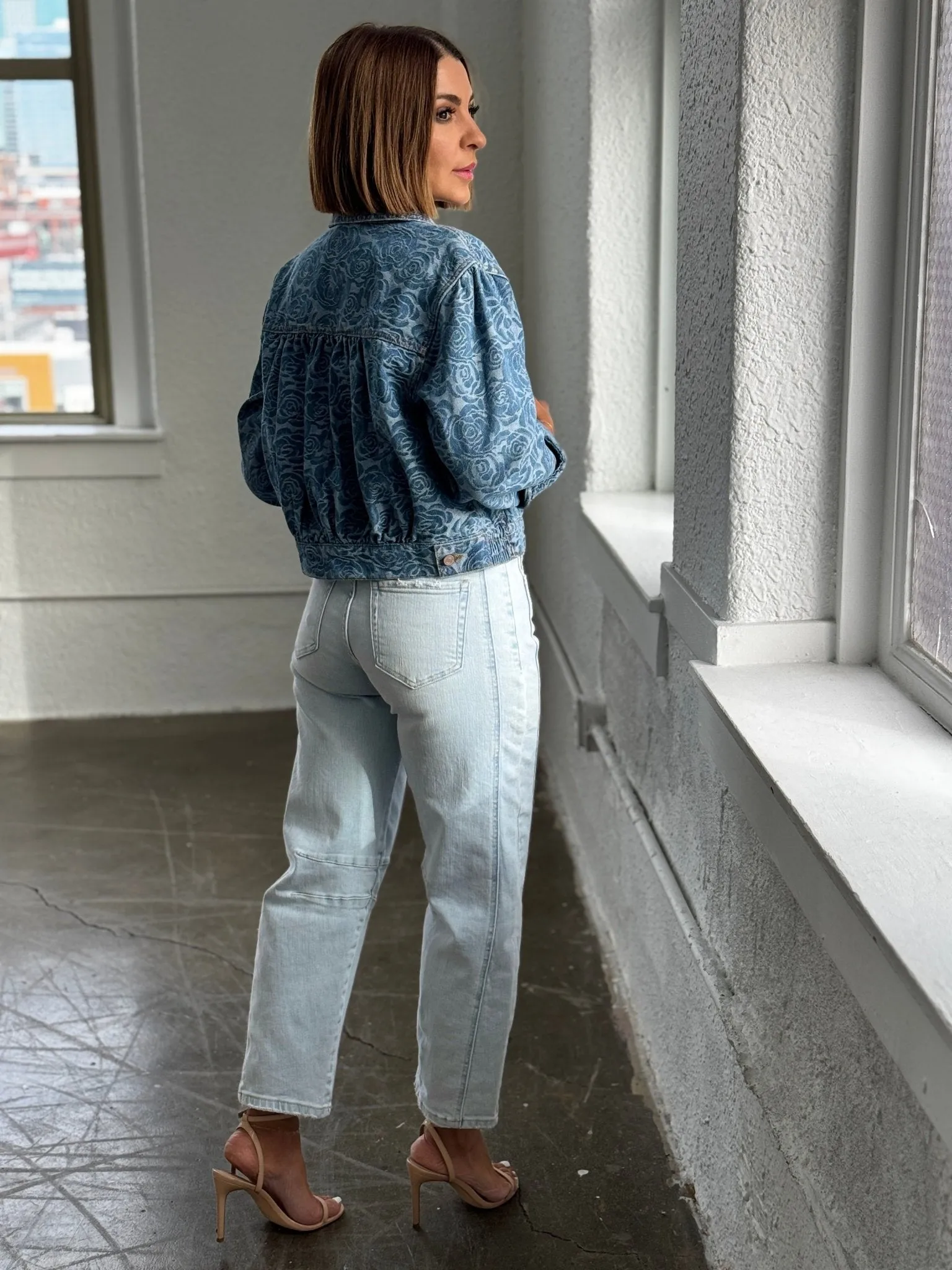 Jacquard Rose Denim Jacket by Habitual