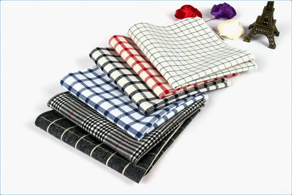 Linen White / Prussian Blue Gingham Pocket Square - [2017 Spring]