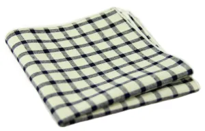 Linen White / Prussian Blue Gingham Pocket Square - [2017 Spring]