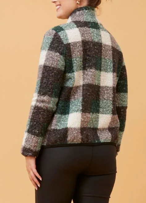 Lyn Check Teddy Fur Jacket - Multi Green