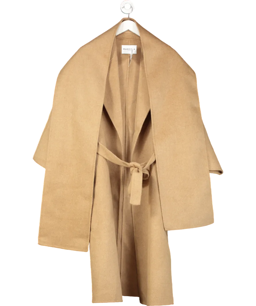 Marcela Beige Maia Wool Coat With Scarf One Size