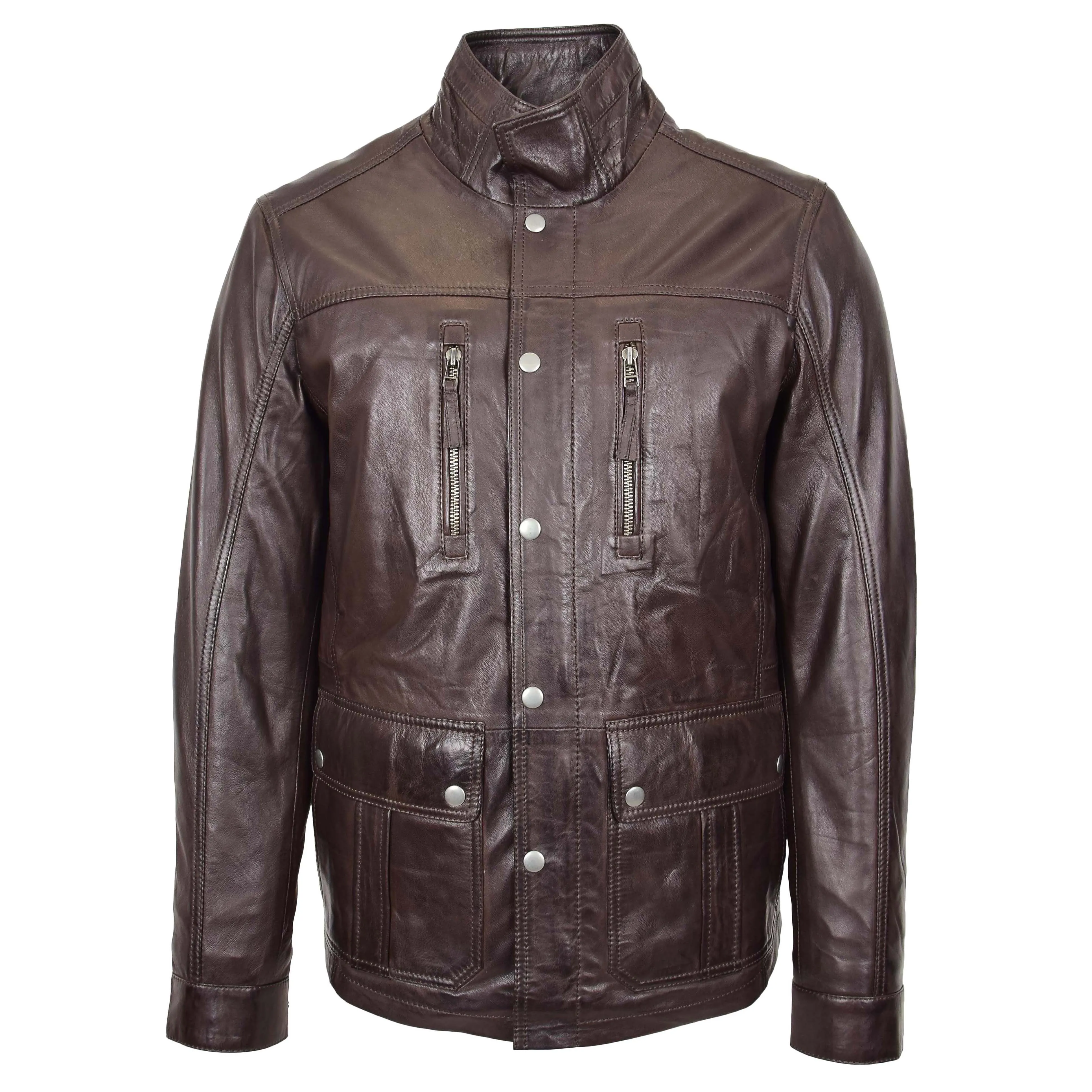 Mens Leather Safari Coat Classic Style Josh Brown