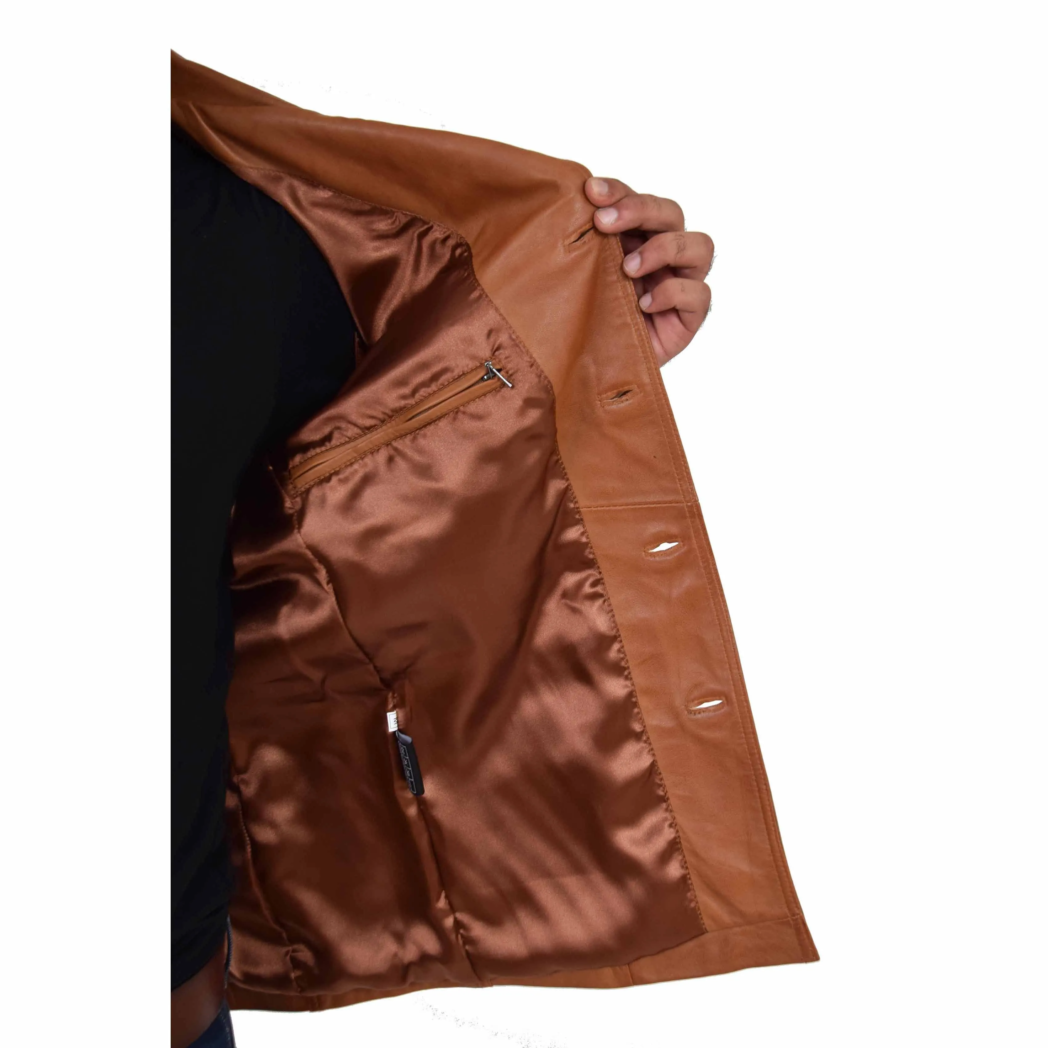 Mens Real Leather Safari Jacket Retro Blazer Coat Sylas Tan