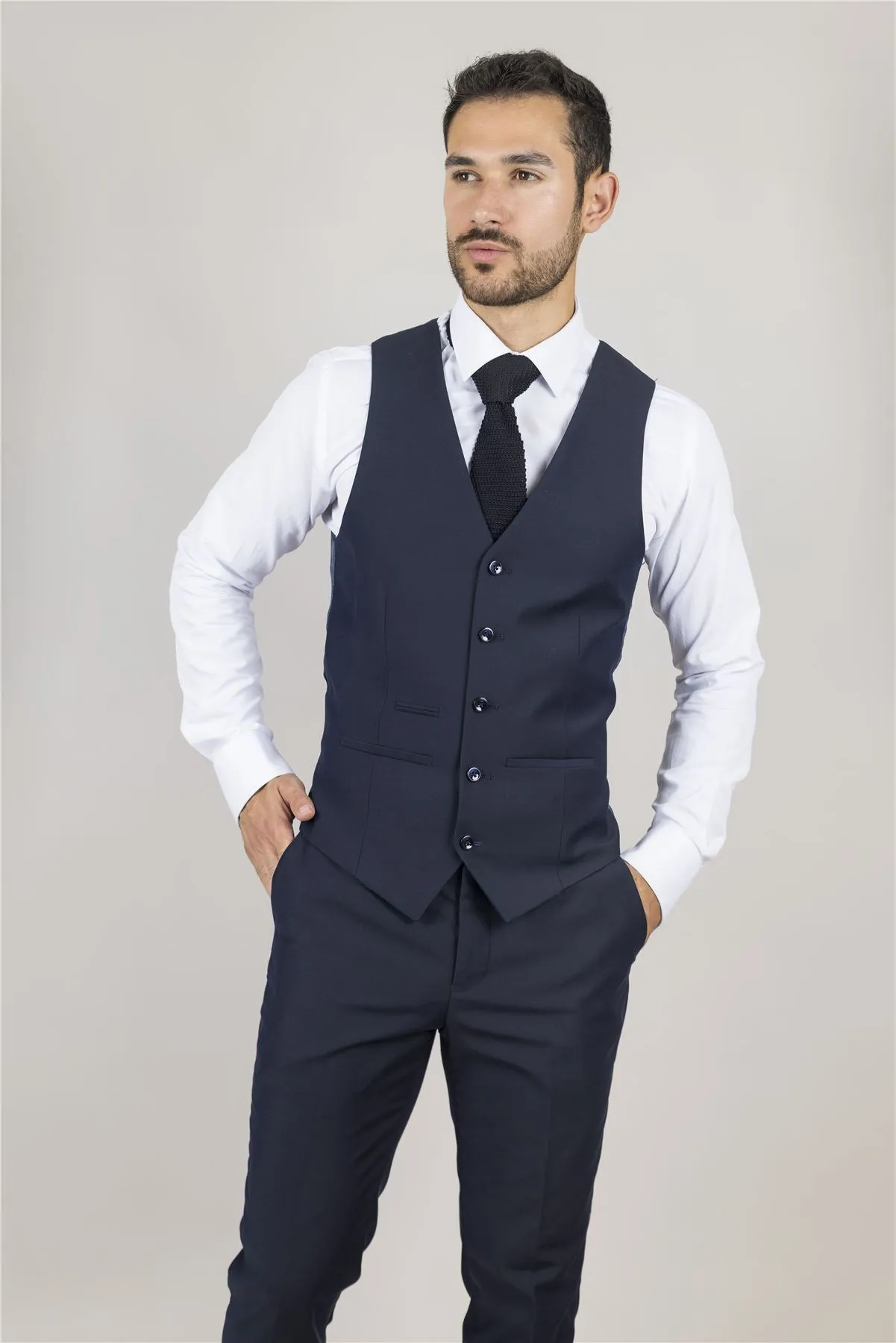 Men's Suit Navy Blue 3 Piece Tailored Fit Formal Dress