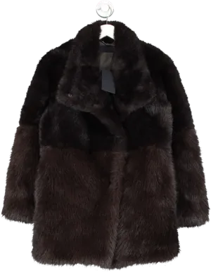 Mint Velvet Brown Faux Fur Jacket UK XS