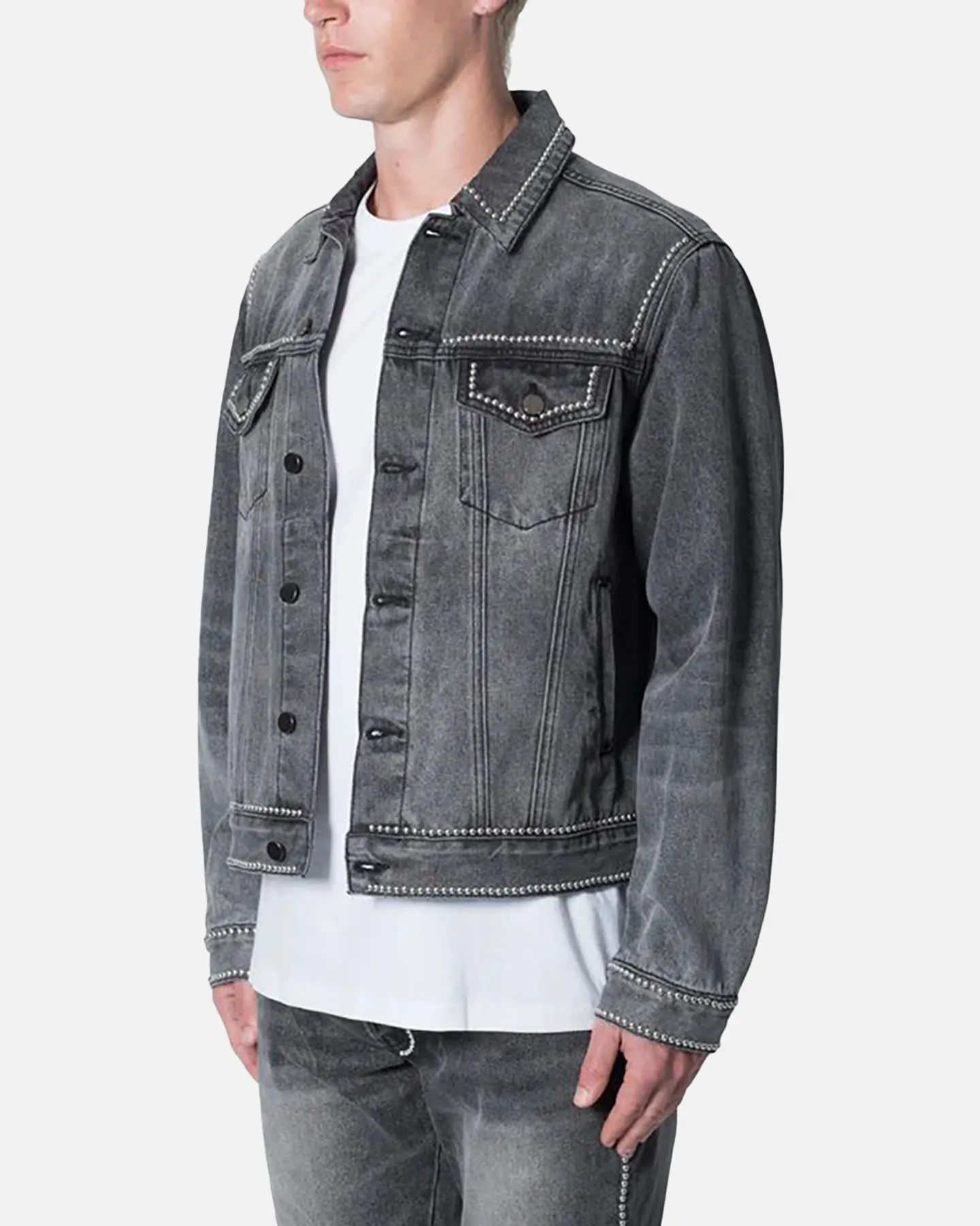 MNML Flat Studded Trucker Jacket Black