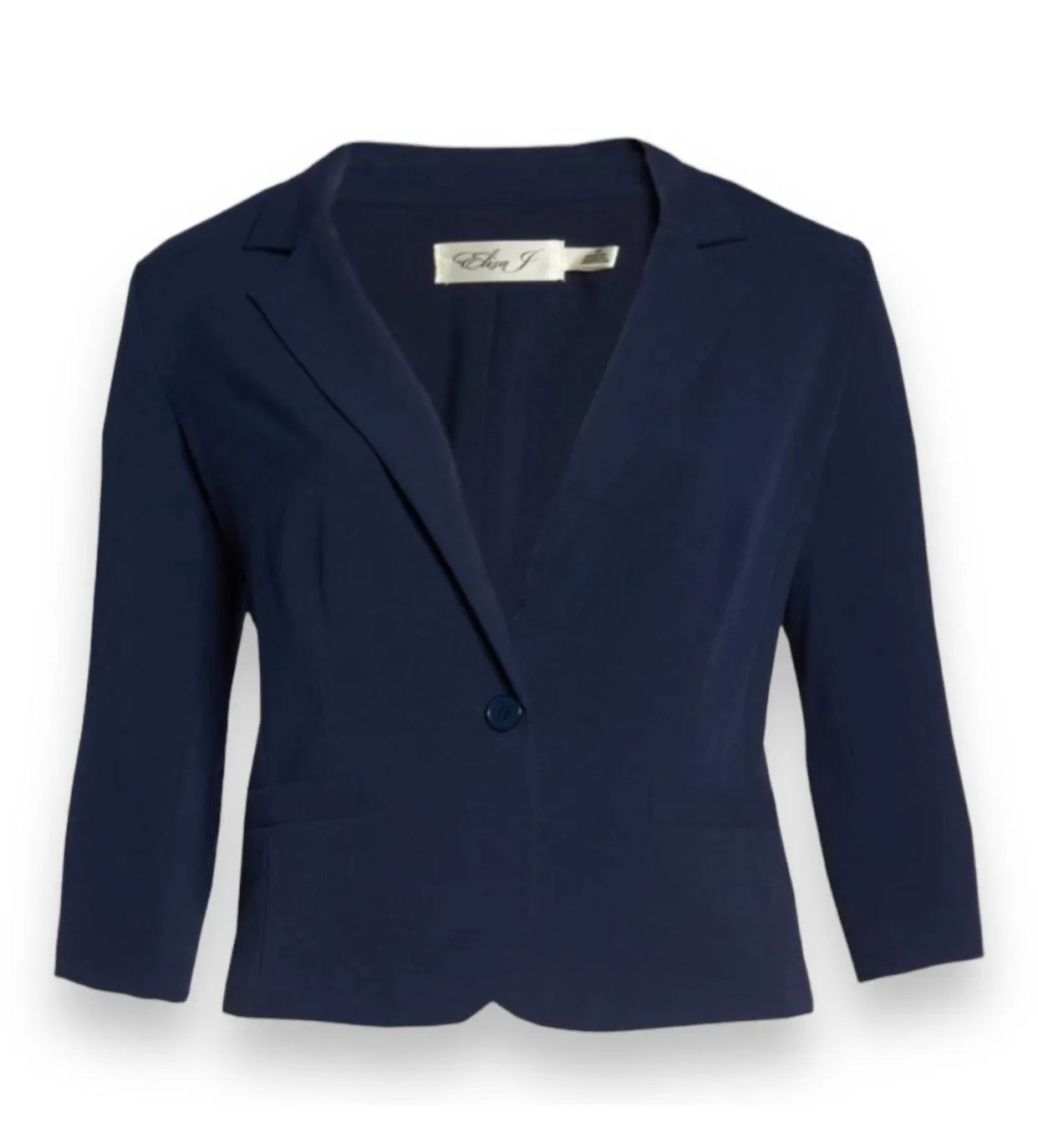 Navy Ruched Sleeve Blazer Jacket