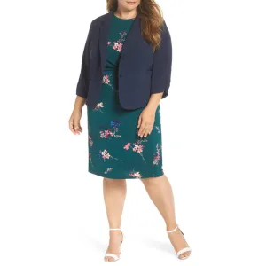 Navy Ruched Sleeve Blazer Jacket