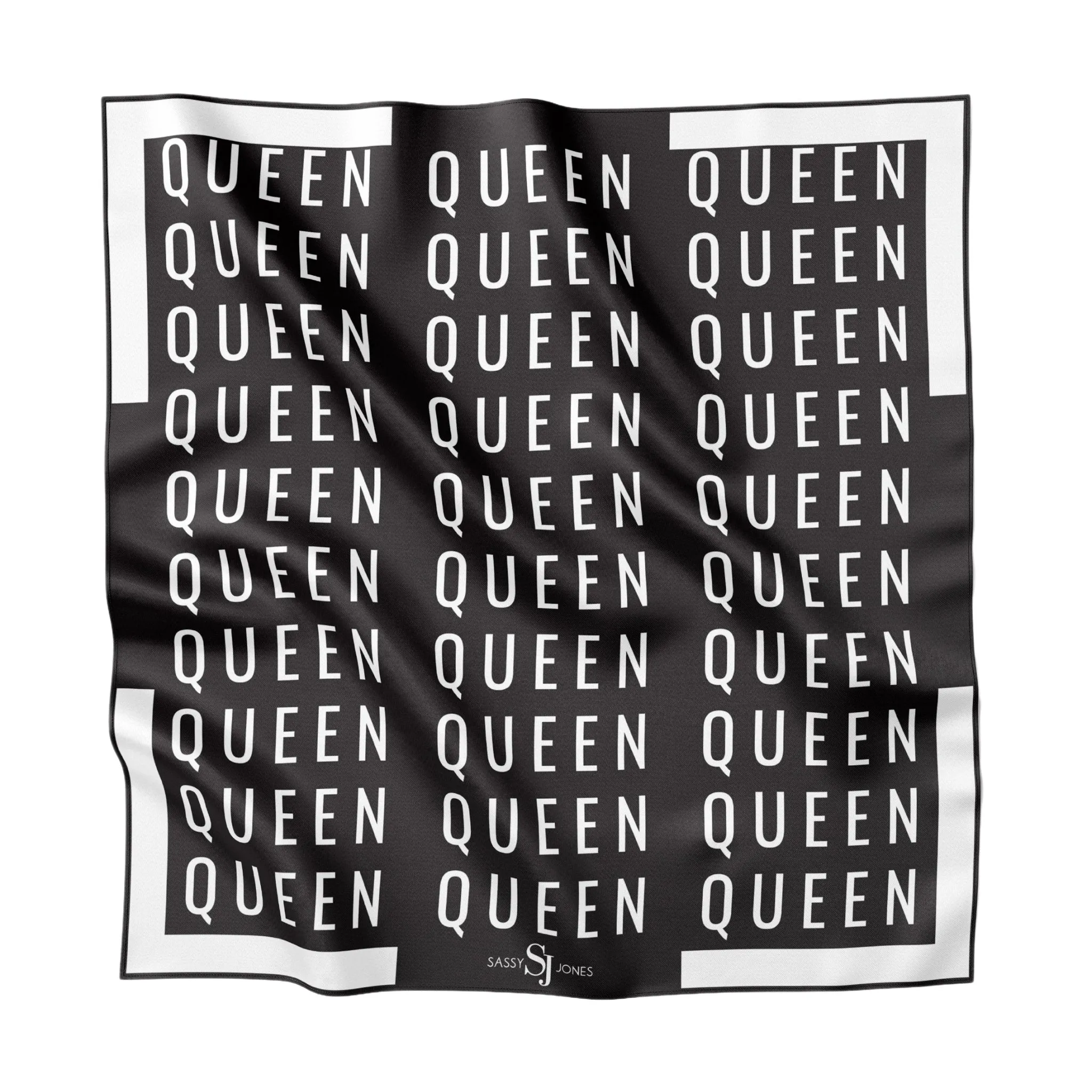 Queen Silk Blend Oversized Scarf - Black/White