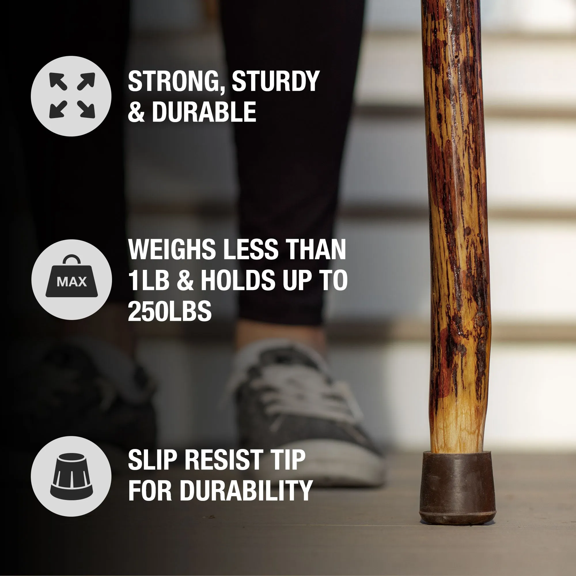 Safari Hickory Rustic Walking Stick 55"