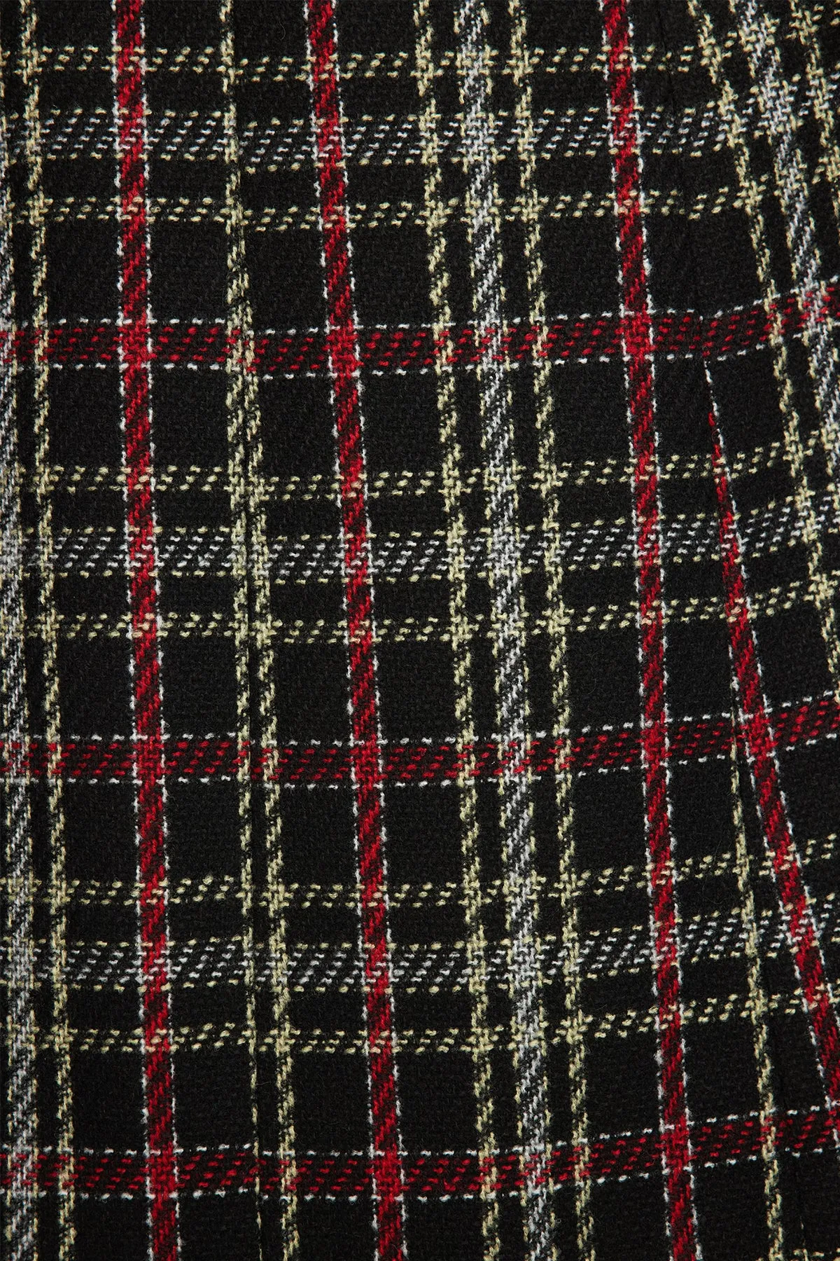 Slim Waist Wool Plaid Coat