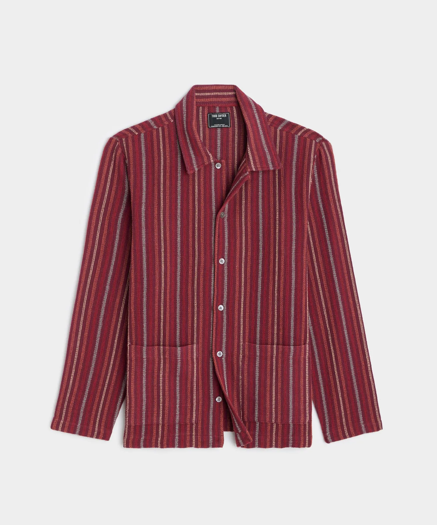 Striped Guayabera Shirt in Classic Burgundy