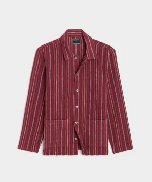 Striped Guayabera Shirt in Classic Burgundy