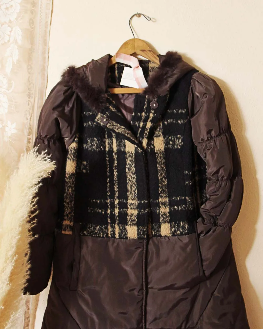 Sweet Plaid Puffer Coat