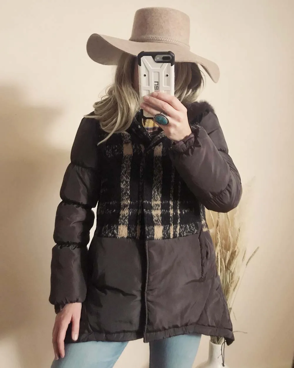 Sweet Plaid Puffer Coat