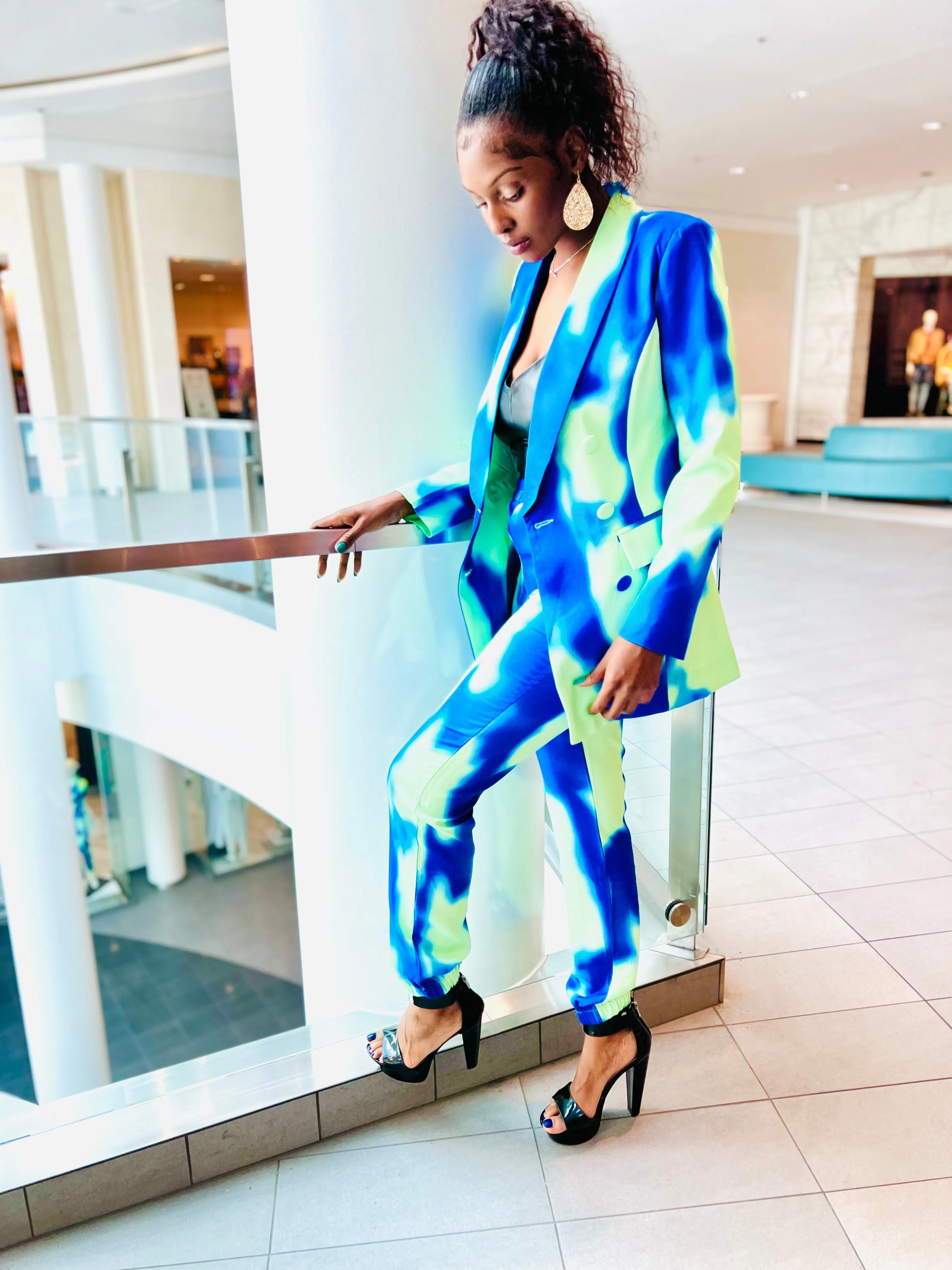Tie dye pants suit
