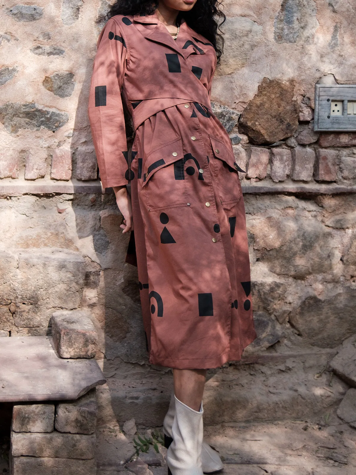 Triangle Printed Copenhagen Trench Copper