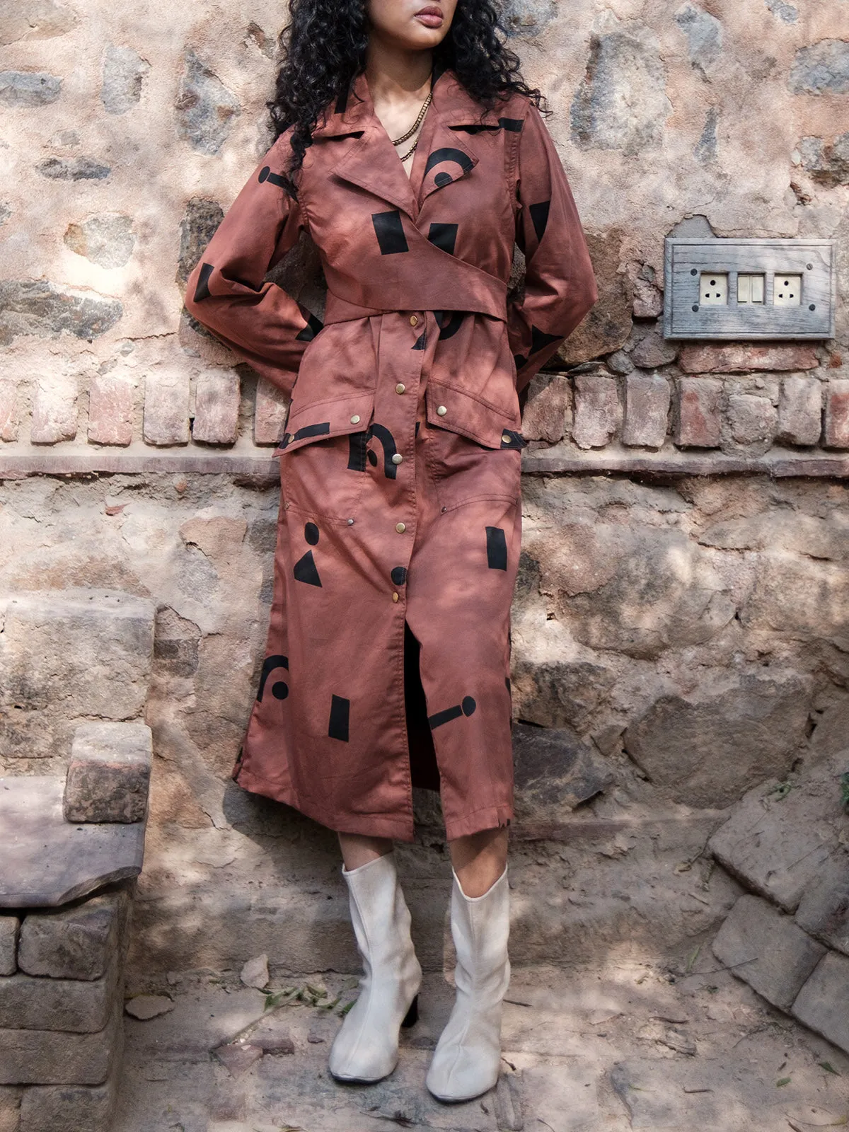Triangle Printed Copenhagen Trench Copper