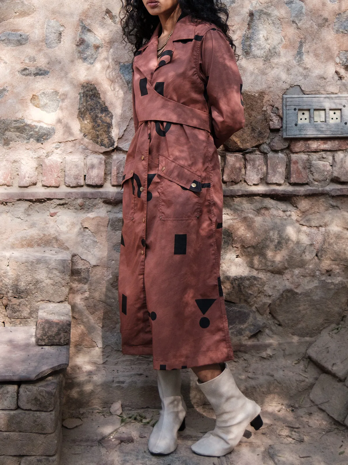 Triangle Printed Copenhagen Trench Copper