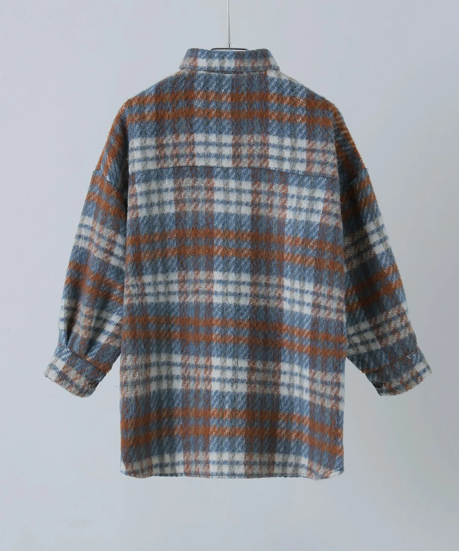 Wool like shaggy plaid jacket